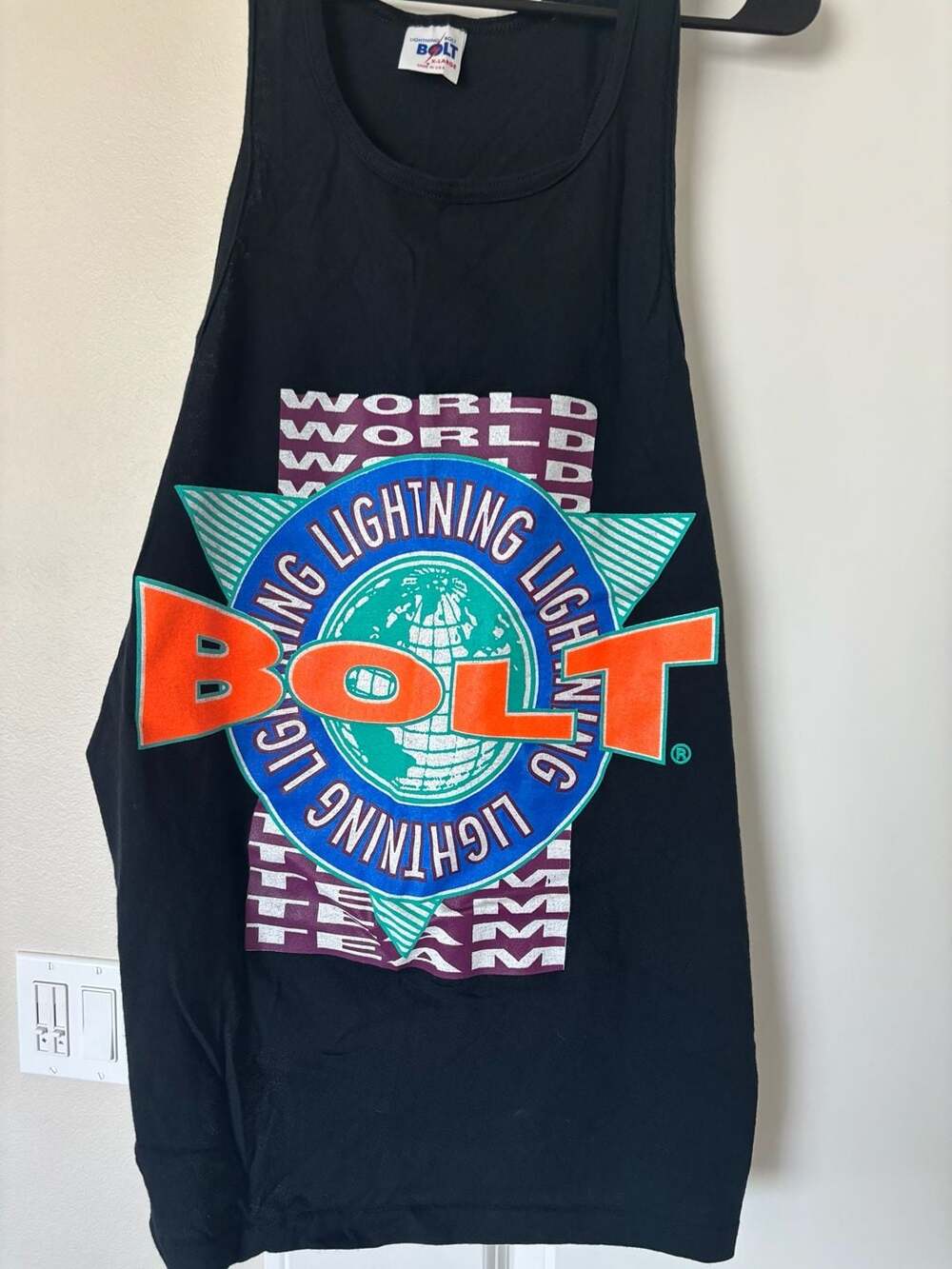 Lightning Bolt Tank Top Size X-Large Vintage Black Graphic